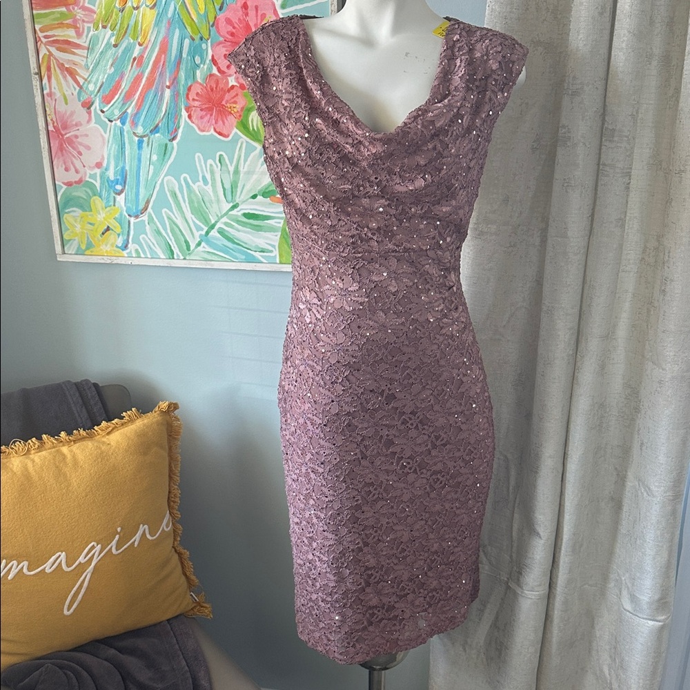 Bundle 5 items @ 25$, pay only 75$-Elegant Lace & Sequins Women Dress in Purple